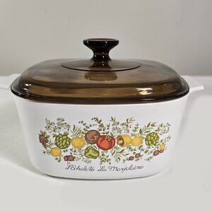 VTG Corning Ware A-3-B Spice of Life L’ Echalote La Marjolaine 3 Qt Amber Lid